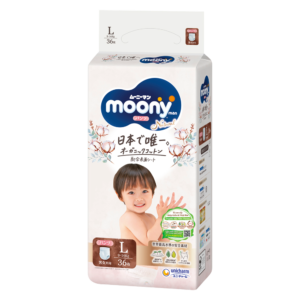 Bỉm tã quần Moony trắng Natural size L 36 miếng (9-14kg)