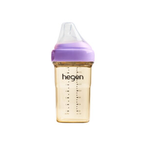 Bình sữa Hegen PPSU 240ml nắp màu tím - núm ti size M từ 3 – 6 tháng