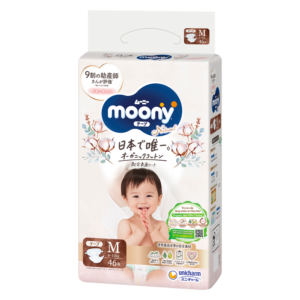 Bỉm tã dán Moony trắng Natural size M 46 miếng (6-11kg)
