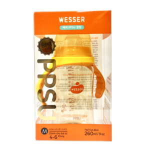 Bình sữa Wesser nhựa PPSU có tay cầm cổ rộng 260ml
