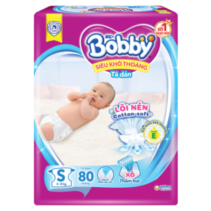 Tã dán Bobby size S 80 miếng (4 - 8 kg)