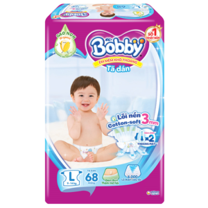 Tã dán Bobby size L 68 miếng (9 - 14 kg)