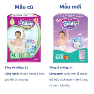 Tã quần Bobby size XL 32 + 2 miếng (12 - 17 kg)