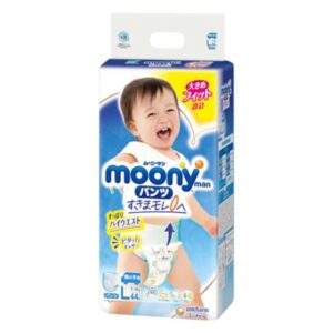 Bỉm tã quần Moony xanh bé trai size L 44 miếng (9-14kg)