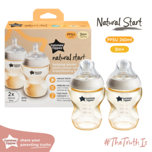 Bình Sữa PPSU Ty Siêu Mềm Tự Nhiên Tommee Tippee Natural Start 260ml, Núm Ty Của Bình 3-6 Tháng (Bình Đôi)
