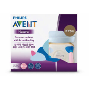 Philips Avent Hộp 2 Bình sữa PPSU thiết kế tự nhiên 125ml cho trẻ từ 0 tháng tuổi