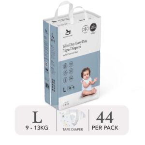 Bỉm dán ngày Applecrumby Slimdry Easyday Mega Tape size L – 38+6 miếng (9-13kg)