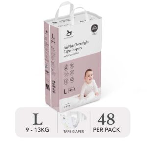 Bỉm tã dán đêm Applecrumby Airplus Overnight Mega Tape size L – 48 miếng (9 – 13kg)