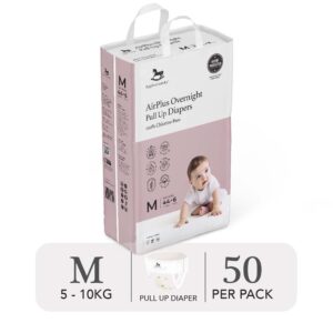 Bỉm tã quần đêm Applecrumby Airplus Overnight Mega Pull Ups size M – 44+6 miếng (5 – 10kg)