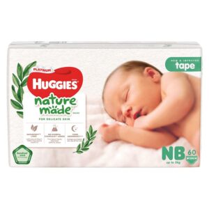 Tã dán Huggies Platinum nature made siêu cao cấp size NB 60 miếng (dưới 5kg)