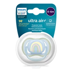 Núm ti giả Philips Avent ty ngậm Avent Ultra Air 0-6M Vỉ Đơn Thông Khí Siêu Mềm Có Chỉnh Nha