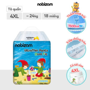 Bỉm quần ngày Nabizam ultra thin (4 mùa) 4XL Junior (trên 24kg)