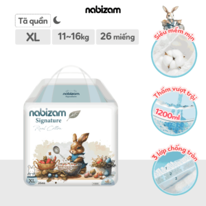 Bỉm quần đêm Nabizam Signature size XL26 miếng (11-16kg)